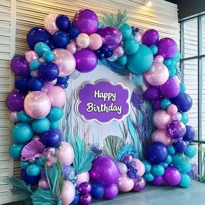 Purple and Blue Balloons Teal Pink Balloon Garland Arch Kit for Mermaid Stitches Under The Sea Encanto Villain Ocean Luau Birthday Baby Shower Party Decorations