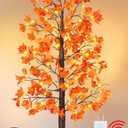 Remote Control&Timer - Thanksgiving Decorations 6 Ft Artificial Lighted Prelit Fall Maple Tree for Home, 3D Pumpkin Lights 135 Warm White LEDs 8 Modes/USB Plug Fall Decor Porch Party Indoor Outdoor