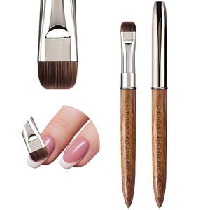 Acrylic Nail Brush & French Tip Brush-Salon French Manicure Tool with Firm Flat Head,Streak-Free One Stroke Design,Nail Art Cleaning Brush