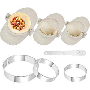 7 Pieces Empanada Maker Press, 3 Size Dumpling Maker Press with Dough Cutter and Stuffing Spoon, Dumpling Mold for Chinese Dumplings, Empanadas, Ravioli and Pie