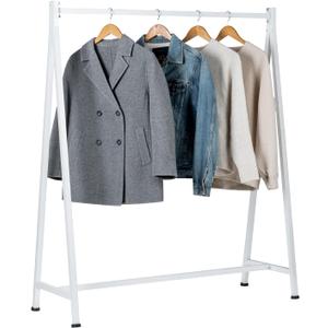 MyGift A-Frame Clothing Rack, 47 Inch Modern Heavy Duty White Metal Wardrobe Clothes Rack, Commercial Grade Freestanding Garment Hanger for Bedroom Closet or Retail Display