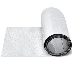 1pcs 10'' x 120'' Diamond Plate Sheet Metal, 17GA Heavy Duty Tread Aluminum Sheet Silver Diamond Cross Pattern Plate for Wall Covering, Cargo Trailer, RV and More