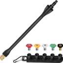 Pressure Washer Wand 308494075 with 5 Spray Nozzles and 1 Tips Holder for Ryobi, Portland, Husky pressure washer gun