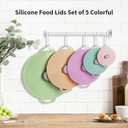 5 Pack Silicone Lids for Bowl, Microwave Splatter Cover, 5 Sizes Reusable Heat Resistant Suction Lids Fits, Bowls, Plates, Pots, Pans, Skillets, Stove Top, Cups, Oven, Fridge Dishwasher Safe