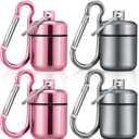 Hicarer 4 Pack Ear Plug Carrying Case, Waterproof Metal Ear Plug Holder with Keychain, Portable Small Pill Case Container for Earplugs, Jewelry, Pill Organizer for Travel or Sports(Pink, Matte Gray)