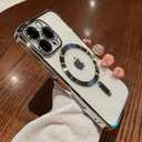 ZIYE Magnetic Case Made for iPhone 16 Pro Max 6.9 Inch [Compatible with MagSafe] Full Camera Lens Protection, Clear Luxury Phone Cover Soft TPU Bumper Drop Protective Case for Women Men, Silver