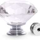CZC HOME 25 PCS Diamond Crystal Glass Pull Handle Cabinet Knobs Cupboard Drawers Cabinet Dresser Bookcase Wardrobe (40mm, Transparent)