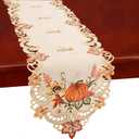 Simhomsen Thanksgiving Harvest Pumpkins Table Runners for Autumn Or Fall Decorations, Embroidery (14 × 69 Inches)