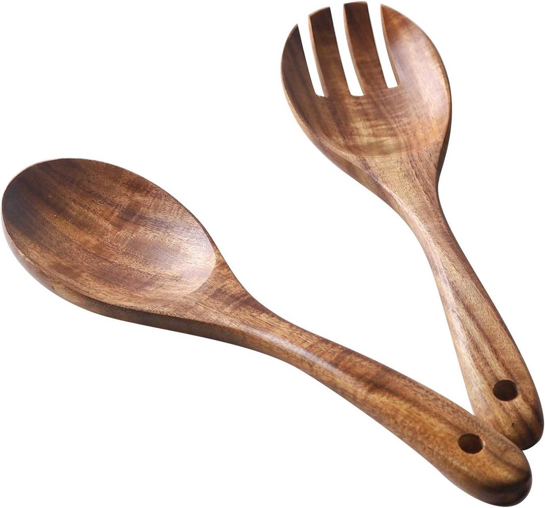Muso Wood Acacia Salad Servers, 10-inch, set of 2 (Acacia salad servers)