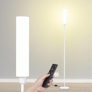 Floor Lamp with Remote Control,Bright Floor Lamps for Living Room/Bedroom/Office, Stepless Adjustable 3000K-6000K Colors and 10-100% Brightness,Standing Light with Foot Switch (White)