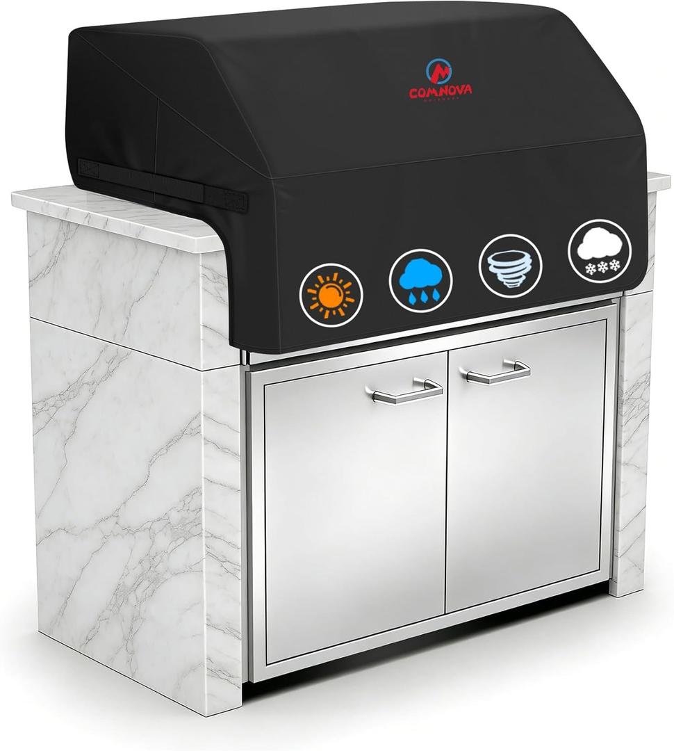 Comnova Built-in Grill Cover for 45 Inch - 600D Island BBQ Grill Top Covers Heavy Duty & Waterproof, Premium Built in Barbecue Cover for Char-Broil, Napoleon, Weber, Bull and More - 45 x 29 x 26 Inch
