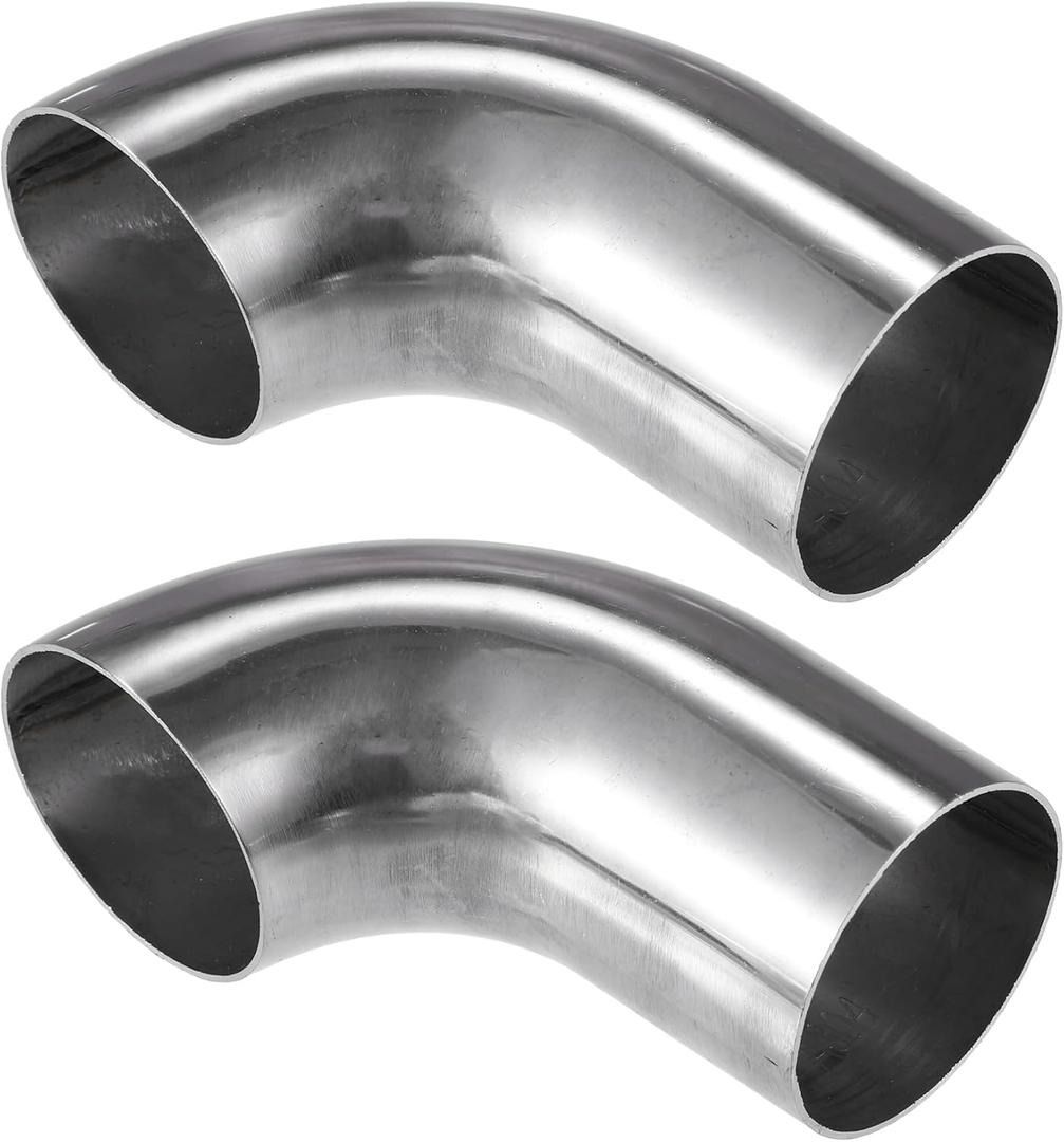 2 Pcs Bend Elbow Pipe Tube, 2" OD 4.72" 3.15" Leg 90 Degree DIY Exhaust Pipe Intercooler Air Intake Tube Universal for Car Truck Durable 304 Stainless Steel Silver Tone