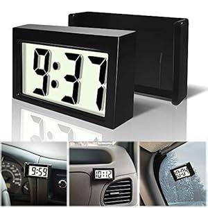 Betus Car Dashboard Digital Clock - Vehicle Adhesive Clock with Jumbo Time & Day Display - Mini Automotive Stick On Watch for Car Truck Dashboard & Air Vent(Black Pack of 1)