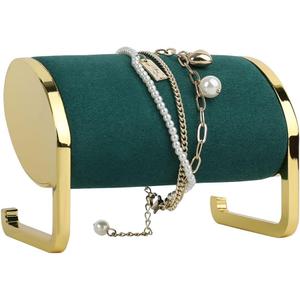 GemeShou green bracelet organizer and storage, metal bangle stand holder, gold jewelry display stand for selling bracelet photography propGreen (Short)