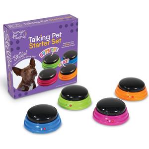 Hunger for Words Talking Buttons Starter Set - Recordable Buttons to Teach Your Dog to Communicate, Dog Training Games, Plastic, Multicolor