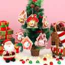 30 Sets Christmas Cards Candy Domes for Crafts, DIY Greeting Gift Cards with Hanging Rope Treat Holders for Xmas Tree Ornaments Winter Party Favors Supplies(Gingerbread House)