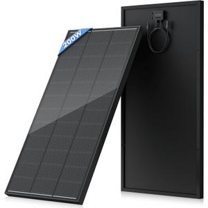 200 Watt Solar Panel 18BB, 25% High Efficiency, N-Type 12V 200W Solar Panel, Monocrystalline PV Modules, for Rooftop, RV, Farm, Trailer, Marine, Home Off-Grid System