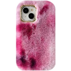 Caseative for iPhone 13 Case,Colorful Fluffy Fuzzy Furry Warm Plush Phone Case (Pink,13)