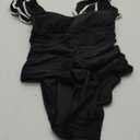 SOCIALA One Piece Swimsuit for Womens Sexy Ruffle U Neck Flounce Ruched Tummy Control Cut Out Bathing Suits Swimwear S