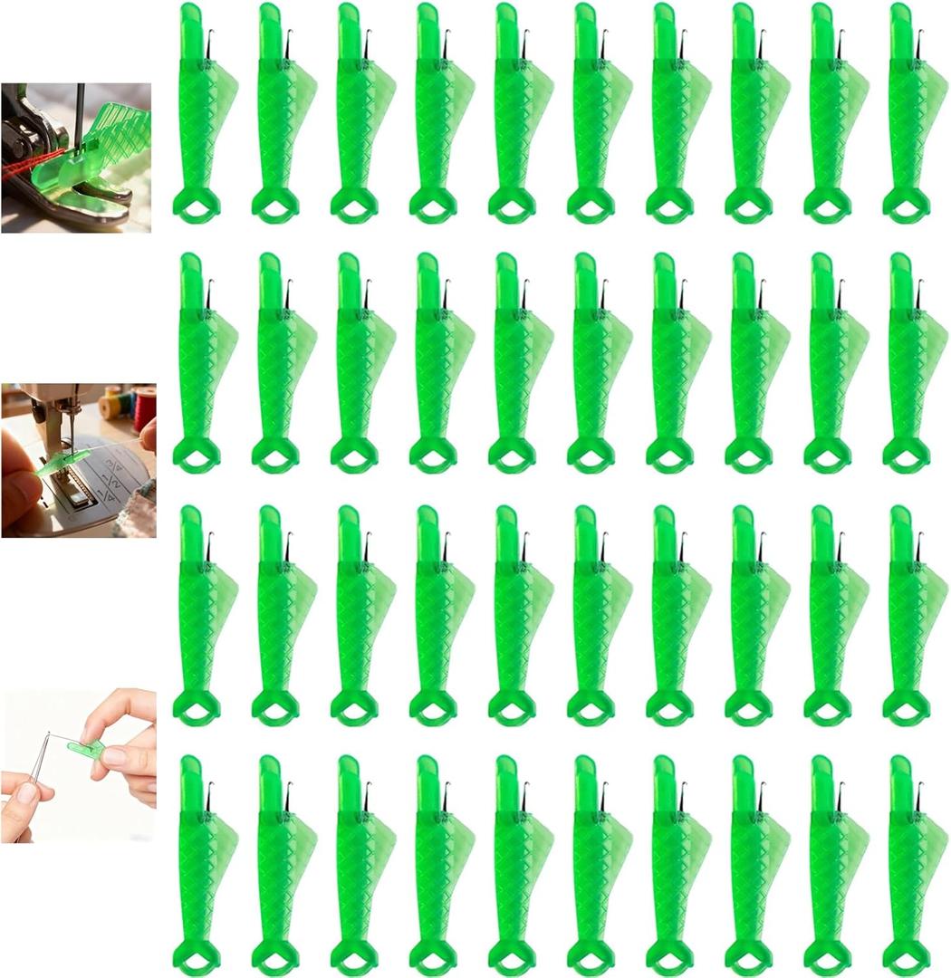 Sewing Machine Needle Threader 40Pcs Fish Type Quick Easy Needle Threader Tool for Hand Sewing and Machine Sewing, New Upgraded Automatic Design for Effortless Threading Essential Sewing Kit Accessory