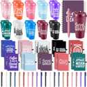 Honeydak 60 Pcs Social Worker Appreciation Gifts Set Inspirational Thank You Gift Bulk Include 16 oz Plastic Tumbler Cups with Lid Notebooks Pens for Graduation Volunteer Teachers Coworkers(Lovely)