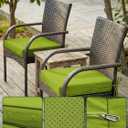 Outdoor Chair Cushion 19 x 19 x 4 Inches Patio Furniture Outdoor Waterproof Seat Cushion, Patio Chair Cushion with Handles and Ties, Square Dining Chair Cushion Set of 4, Grass Green