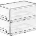 SIMPEXPE Stackable Storage Drawer, Clear Pull Out Plastic Food Fridge Organizer Bins for Home Office Pantry Shelf Organization 2 pack