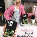 Camera Cover Stand Case for iPhone 13 Pro Max - 6.7 inch Women Mujer Girl Girly Unique Cute Aesthetic PU Leather Folio Folded Flipped Holder with Magnetic Closure, Cat Floral Flower