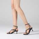 ZURIN Women's Low Kitten Heels Sandals Dressy Strappy Heeled Sandals Open Square Toe Ankle Strap Summer Dress Party Shoes 2.4 Inch (6.5, Black)