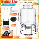 1 Pack 4 Gallon Glass Beverage Dispenser with Stand Spigot and Drink Coasters Leakproof Glass Drink Beverage Storage for Parties Mason Jar Dispenser with Lids