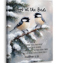 XINCEYWJ Christian Winter Bird Wall Art Decor, Bible Verse Winter Canvas Art Prints Framed, Religious Scripture Pine Tree Bird Pictures Wall Decorations for Home Bedroom Living Room, 11x14 Inches