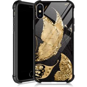 DJSOK iPhone XR Case, Golden Butterfly iPhone XR Cases for Women Girls,Design Pattern Back Bumper Shockproof Anti Scratch Reinforced Corners Soft TPU Case