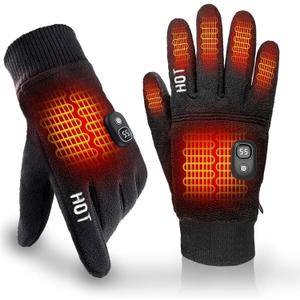 yoostooper Rechargeable Heated Winter Gloves for Women & Men with Touchscreen, Built-in Smart Display and Premium Polar Fleece, Ideal for Outdoor Skiing/ Cycling/ Hunting