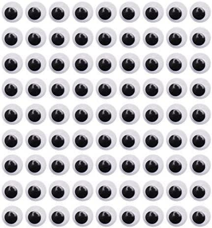 DECORA 1000 Pieces 12mm Round Wiggle Googly Eyes with Self-Adhesive for Scrapbooking and Crafts