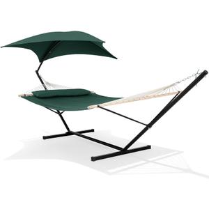 SUNCREAT Portable Outdoor Hammock with Stand, Canopy, Dark Green
