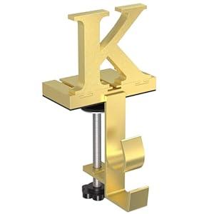 Paulmele Gold Christmas Stockings Holder with Initials, 2 in 1 Garland and Stocking Letter Hanger for Mantle, 2 Hooks Monogrammed Letter Stocking Holder for Xmas Fireplace (Letter-K)