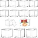 KissYou Acrylic Box Clear Boxes with Lids 12 Packs Acrylic Display Square Cube Wedding Birthday Graduation Party Candy Box Decoration Boxes