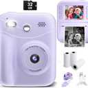 MINIBEAR Kids Camera Instant Print, Instant Print Camera for Kids Digital Camera Toddler Toys Christmas Birthday Gifts for 3 4 5 6 7 8 9 10 Year Old Boys Girls Video Camera with Print Paper, Purple