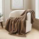 EVERGRACEHOME Chunky Chenille Knit Throw Blanket for Couch, Soft Luxurious Moss Stitch Blankets for Bed, Cozy Decorative Farmhouse Knitted Throws for Sofa, Camel Brown, 50" x 60"