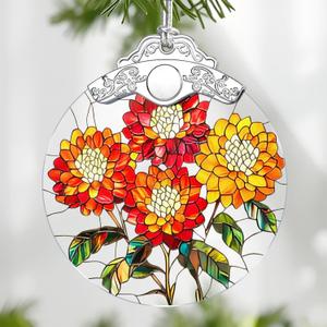 4 x Christmas Ornaments: Stained Glass-Style October Birth Flower Ornament  Christmas Tree Decorations, Holiday Party Gifts, Mother's Day & Birthday Gifts for Women, Mom & Grandma | Birth Flower Gift (January)