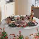 XCHI Plaid Winter Snowman Gingerbread Man Christmas Tree Tablecloth Round Christmas Table Cloth Washable Table Coversfor Indoor Dining Home Party Xmas Decorations 70x70 Inch