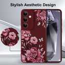 for Samsung Galaxy S24 Case, Cute Flower Floral Butterfly Design for Women Girls Soft TPU Protective Phone Case Slim Fit Shockproof Phone Cover - Wine Red Rose