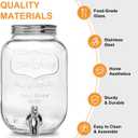 1 Gallon Glass Beverage Dispenser with Lid, Stainless Steel Spigot, Glass Drink Dispensers for Parties, Lemonade Dispenser With Ice Cylinder for Weddings, Party,Sun Tea Jar, Water Juice Dispensers