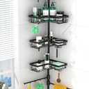 DAOYA Shower Caddy Tension Pole Corner with 4 Removable Baskets & 2 Towel Bar - Expandable Shower Caddy Corner Adjustable 25-114.2 Inches Upgraded Bath Organizer for Tub(Stainless Steel, Black)