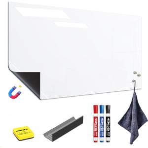 HOMiDEK Large Magnetic Backing Whiteboard: 36x48 Flexible Dry Erase Writting Sheet, Removable White Board for Fridge and Any Iron-containing Surface, Includes Markers, Magnets, Eraser, Cloth, Holder