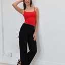 G4Free EverGoing Women's Wide Leg Yoga Pants with 4 Pockets High Waisted Cargo Pants Stretch Casual Sweatpants (Black, S)