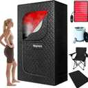 Portable Infrared Sauna for Home, Indoor Sauna Infrared with Red Light Therapy, Includes 660 & 850nm Red Light Therapy Lamp, 3L Steamer, Upgraded Chair and Mat, 72'x 36'x 36', Black
