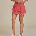 luvamia Skorts for Woman High Waisted Cargo Pocket Elastic Waist Fast Dry Casual Hiking Tennis Sports Skirts with Shorts (XXL)