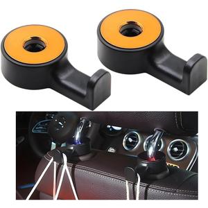 HZEL 2PCS Car Headrest Hidden Hook, 360 Rotation Vehicle Seat Hanger for Purse Backpack Cloth, Auto Interior Head Rest Storage Organizer Accessories, Universal for SUV Sedan Truck (Gold)