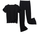 OLEETS Women's Pajamas Set - Loungewear Korean Style Ice Silk Nightshirt Women Sleepwear Short Sleeve Shirt + Trouser, L